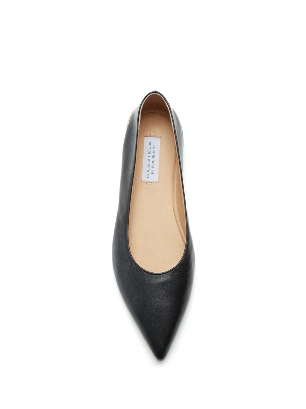 Gabriela Hearst Black Pointed Leather Ballet Flat